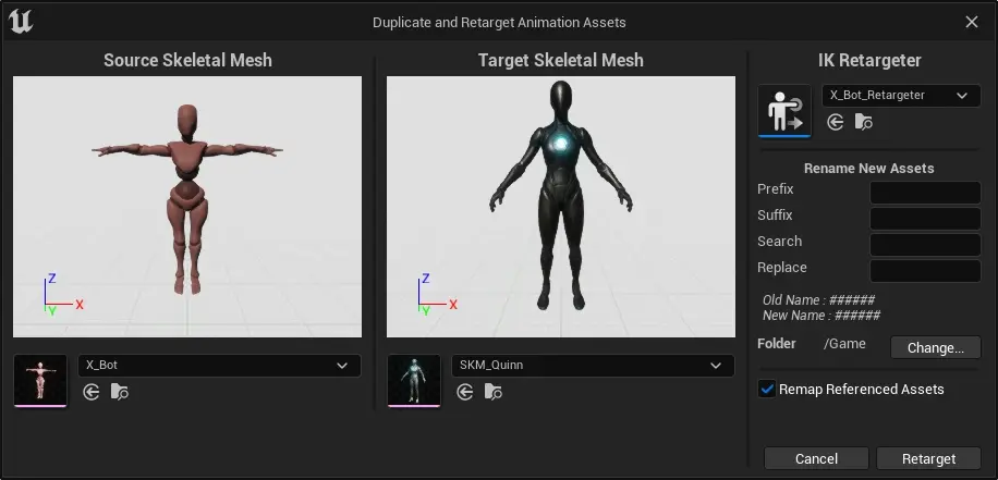 Duplicate and Retarget Assets