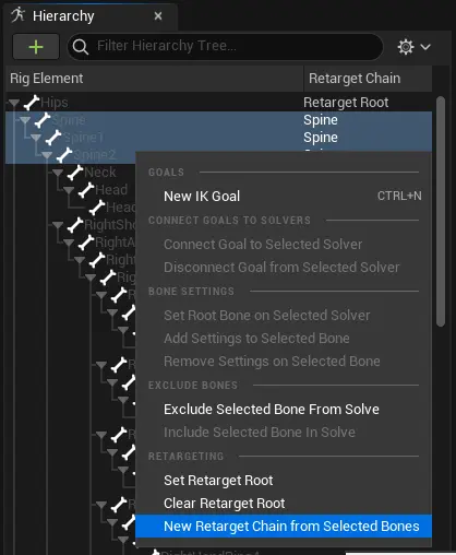 Spine - New Retarget Chain from Selected Bones